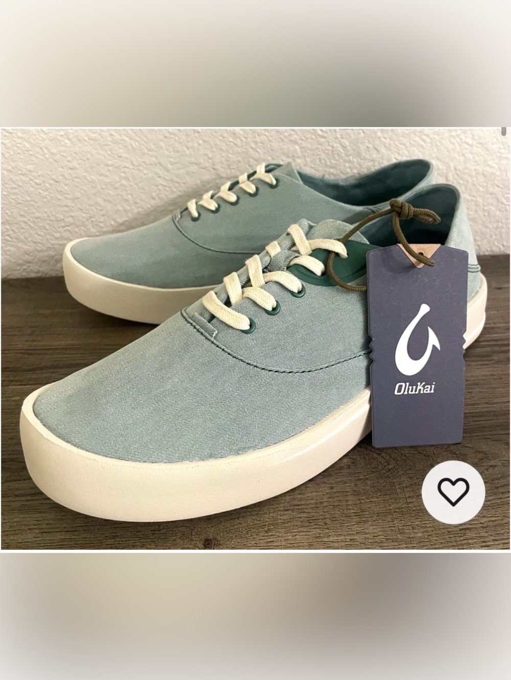 OluKai Tradewind Bamboo Mens US 10 Mint Green Beach Hawaii Canvas Sneakers Shoes